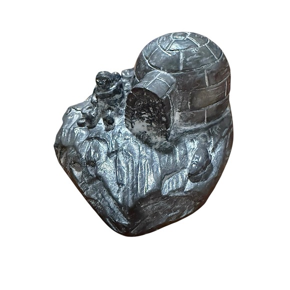 A Wolf Original Black Vtg Inuit Eskimo Igloo Soapstone Sculpture Made in Canada - Picture 8 of 8